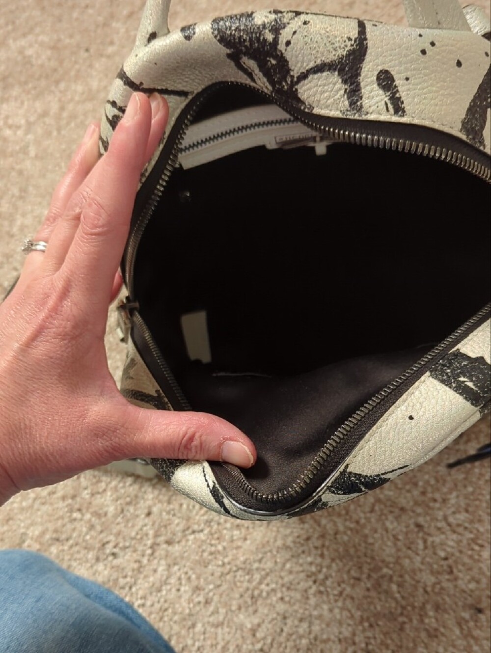 Henri Bendel "About Town" Splatter Print Mini Backpack With Storage Bag - Picture 9 of 15